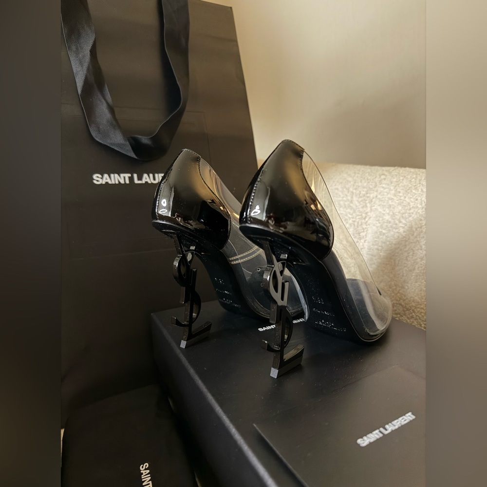SAINT LAURENT Opyum Pumps logo Heels – Size 38.5 – Brand New / Full Set